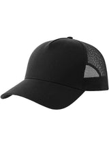 Atlantis Rapper Cotton S 5 Panel Sustainable Trucker Cap ACRPCT - Black/Black