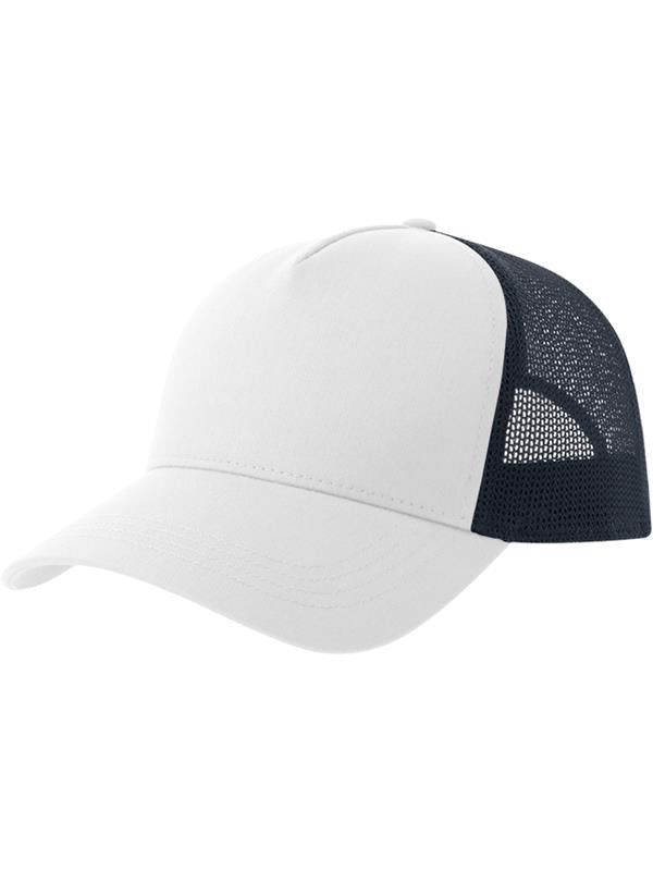 Atlantis Rapper Cotton S 5 Panel Sustainable Trucker Cap ACRPCT - White/Navy