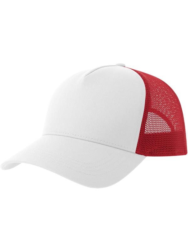 Atlantis Rapper Cotton S 5 Panel Sustainable Trucker Cap ACRPCT - White/Red
