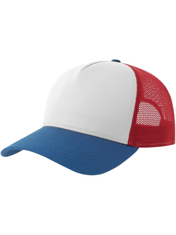 Atlantis Rapper Cotton S 5 Panel Sustainable Trucker Cap ACRPCT - White/Red/Royal