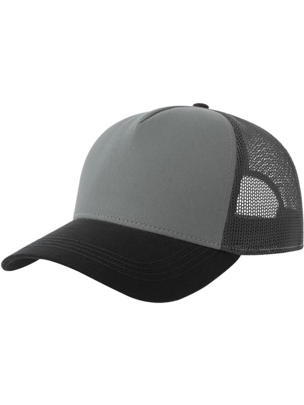 Atlantis Rapper Cotton S 5 Panel Sustainable Trucker Cap ACRPCT - Grey/Dk Grey/Black
