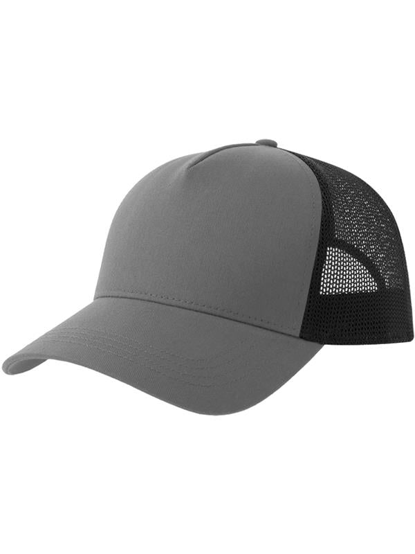 Atlantis Rapper Cotton S 5 Panel Sustainable Trucker Cap ACRPCT - Grey/Black