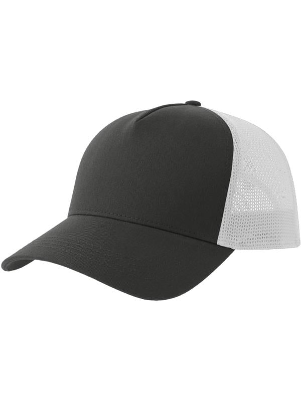 Atlantis Rapper Cotton S 5 Panel Sustainable Trucker Cap ACRPCT - Dark Grey/White