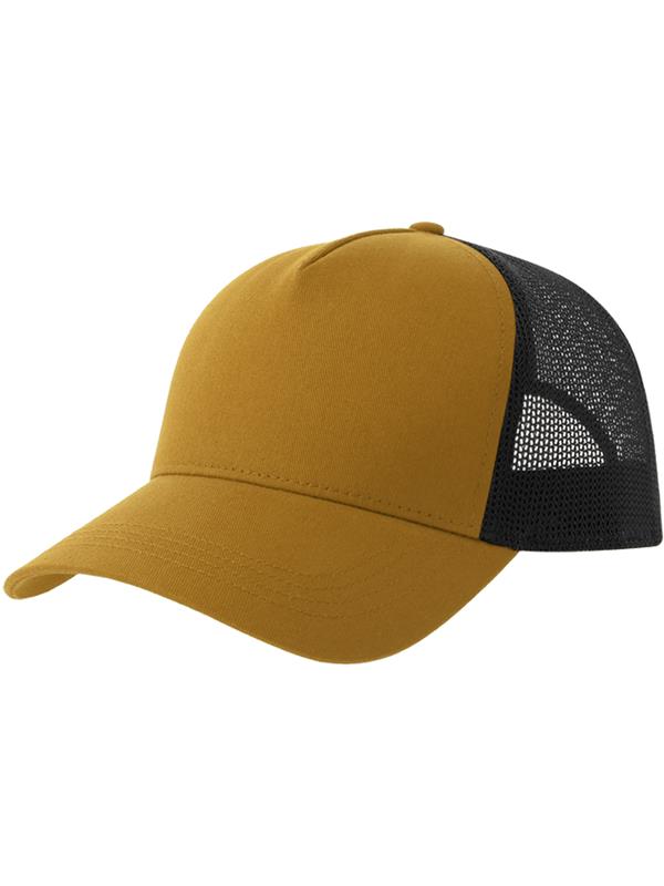 Atlantis Rapper Cotton S 5 Panel Sustainable Trucker Cap ACRPCT - Mustard/Black