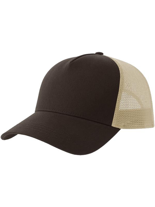 Atlantis Rapper Cotton S 5 Panel Sustainable Trucker Cap ACRPCT - Brown/Stone
