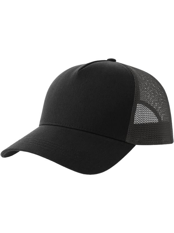 Atlantis Rapper Cotton S 5 Panel Sustainable Trucker Cap ACRPCT - Black/Dark Grey