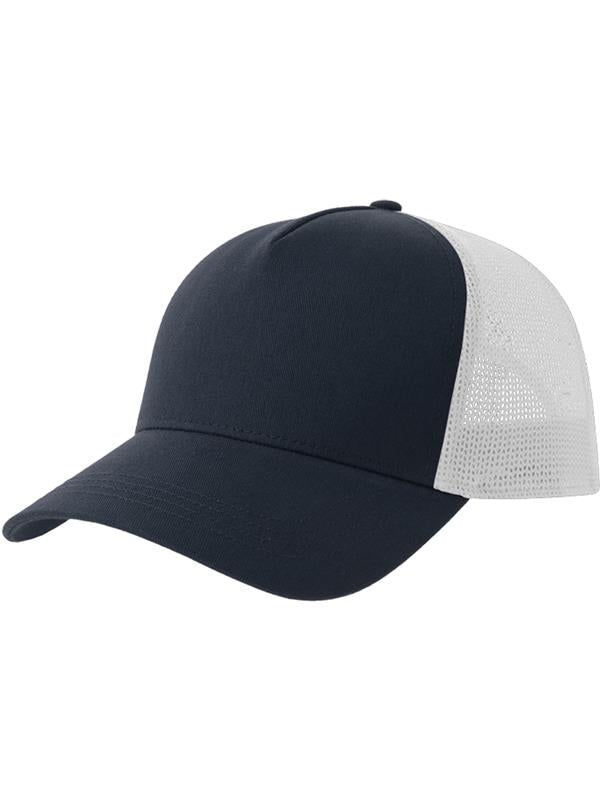 Atlantis Rapper Cotton S 5 Panel Sustainable Trucker Cap ACRPCT - Navy/White