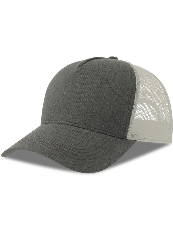 Atlantis Rapper Cotton S 5 Panel Sustainable Trucker Cap ACRPCT - Grey Melange/White