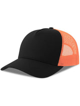 Atlantis Rapper Cotton S 5 Panel Sustainable Trucker Cap ACRPCT - Black/Orange Fluo