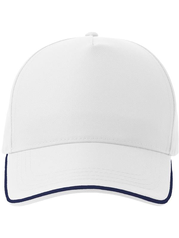 Atlantis Recy Five Piping 5 Panel Structured Mid Profile Curved Visor Recycled Cap ACRCFP