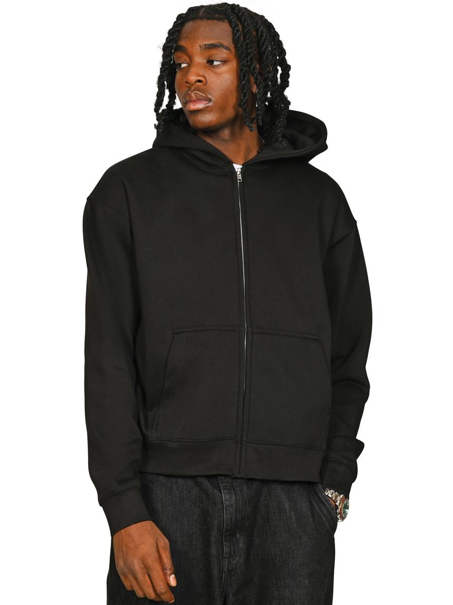 Casual Classic Premium Combed Boxy Oversized Zip Hoodie CRBHS250 - Black