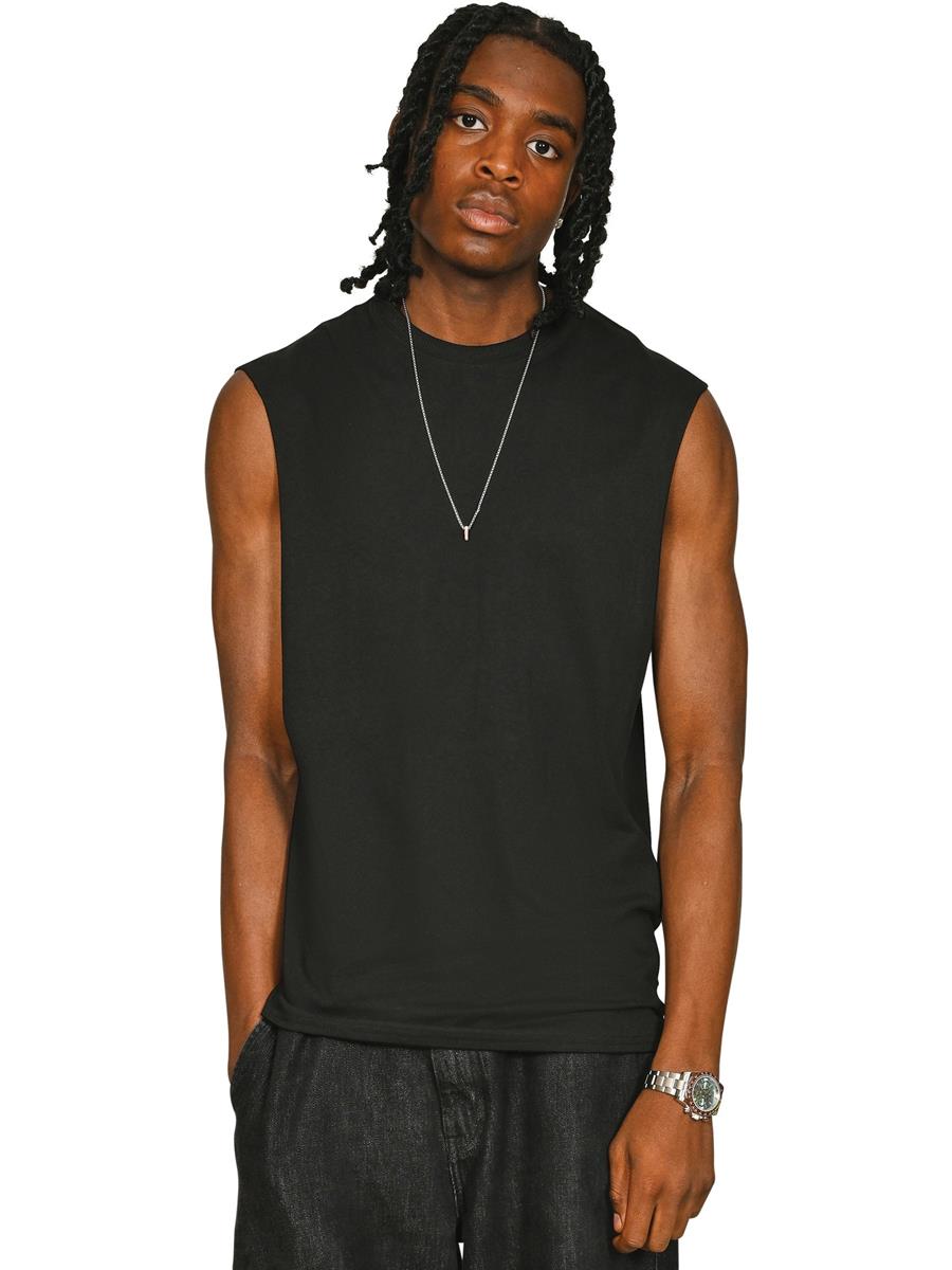 Casual Ringspun Core Droparm Raw Edge Tank CRBV60 - Black
