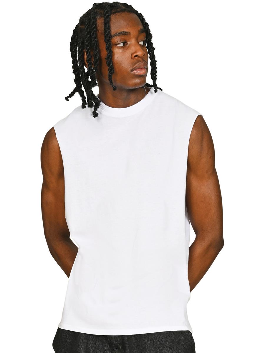 Casual Ringspun Core Droparm Raw Edge Tank CRBV60 - White