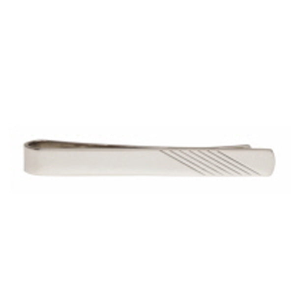 Diagonal Lines on End Rhodium Plate Tie Slide by Dalaco