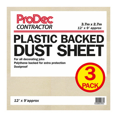 ProDec Contractor Triple Pack 12' x 9' Contractor Poly Backed Cotton Twill Dust Sheet