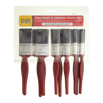 Fit For The Job 10pc Budget Paint & Varnish Brush Set