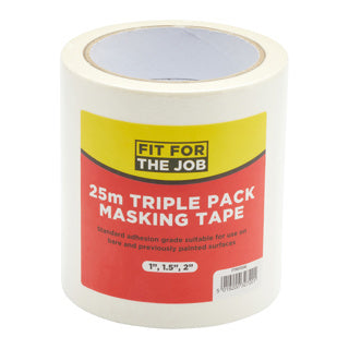 Fit For The Job 1", 1.5", 2" Triple pack 25m General Purpose Masking Tape
