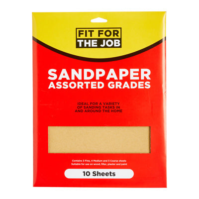 Fit For The Job 10pk Sandpaper - Assorted Grades