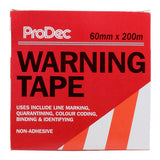 ProDec 60mm x 200m Non-Adhesive Red/White Warning Tape