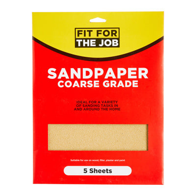 Fit For The Job 5pk Sandpaper - Coarse Grade