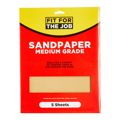 Fit For The Job 5pk Sandpaper - Medium Grade