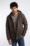 Weird Fish Lockie Full Zip Bonded Fleece Hoodie in Coffee