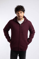 Weird Fish Lockie Full Zip Bonded Fleece Hoodie in Dark Wine
