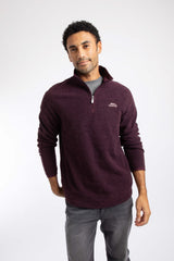 Weird Fish Errill 1/4 Zip Textured Fleece in Aubergine