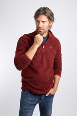 Weird Fish Errill 1/4 Zip Textured Fleece in Barn Red