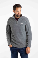 Weird Fish Errill 1/4 Zip Textured Fleece in Frost Grey