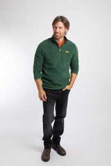 Weird Fish Errill 1/4 Zip Textured Fleece in Laurel Green