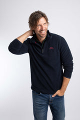 Weird Fish Errill 1/4 Zip Textured Fleece in Midnight
