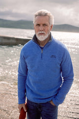 Weird Fish Newark 1/4 Zip Grid Fleece in Blue