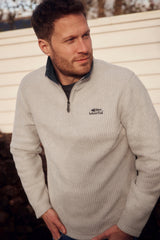 Weird Fish Newark 1/4 Zip Grid Fleece in Ecru