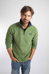 Weird Fish Newark 1/4 Zip Grid Fleece in Irish Moss