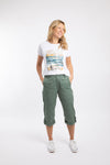 Weird Fish Salena 3/4 Length Trousers in Army Green