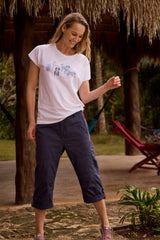 Weird Fish Salena 3/4 Length Trousers in Navy