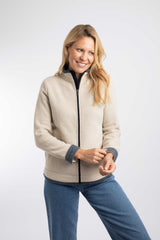 Weird Fish Ariana Full Zip Grid Fleece in Ecru