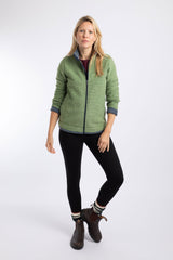 Weird Fish Ariana Full Zip Grid Fleece in Irish Moss