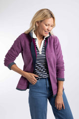 Weird Fish Ariana Full Zip Grid Fleece in Purple Wine