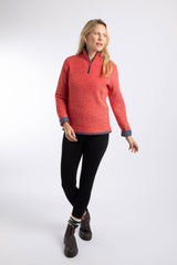 Weird Fish Beye 1/4 Zip Grid Fleece in Acer Red