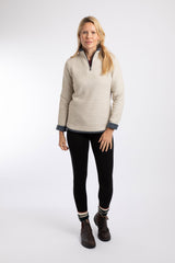 Weird Fish Beye 1/4 Zip Grid Fleece in Ecru