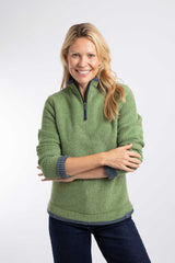 Weird Fish Beye 1/4 Zip Grid Fleece in Irish Moss
