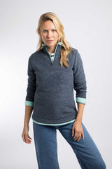 Weird Fish Beye 1/4 Zip Grid Fleece in Rich Navy