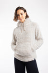 Weird Fish Yara Cosy Fleece Hoodie in Beige