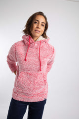 Weird Fish Yara Cosy Fleece Hoodie in Winter Berry