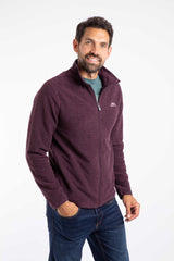 Weird Fish Merrill Full Zip Textured Fleece in Aubergine