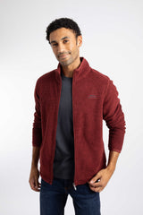 Weird Fish Merrill Full Zip Textured Fleece in Barn Red