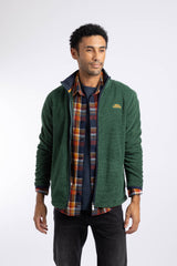 Weird Fish Merrill Full Zip Textured Fleece in Laurel Green