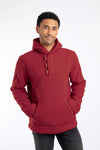 Weird Fish Inglewood Button Neck Grid Fleece Hoodie in Barn Red